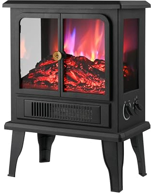 Techni Home Electric Fireplace Heater, Realistic Flame Effect, 1500W