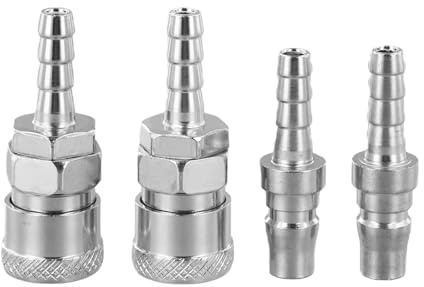 FACAIIO 4-teiliger Gasschlauchverbinder aus Zinklegierung, Schnellspanner, mit Absperrventil, für Grills, Wohnmobile und Wohnwagen