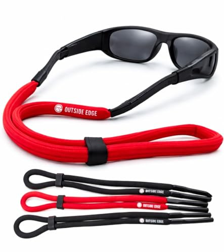 Outside edge Floating Glasses Strap – 3 Pack Water Sports Sunglasses strap for medium and large framed glasses and specifically outdoor sports
