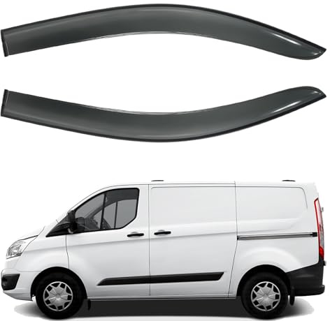 GEARFLOW Wind Deflectors, Fit For Ford Transit Custom 2012+, 2pc Set Sun Rain Guards Window Visor, Tinted Premium Stick-On Deflectors