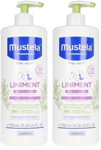 Mustela - Liniment bébé - Nettoyant Doux et Protecteur pour le Siège Après Chaque Change - Huile d'Olive Extra-Vierge - Formulé Sans Parfum - 99% d'Ingrédients d'Origine Naturelle - Produit bébé