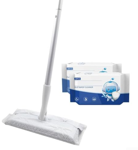 HavenlyCove Household 2-in-1 Floor Cleaning Kit, Flat Mop with Retractable Handle and Disposable Wipes, Wash-Free for Hardwood Surfaces, Lightweight Dry and Wet Sweeper for Home(B)