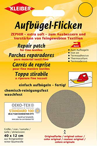 Kleiber + Co.GmbH Aufbügel-Flicken Zephir, beige, ca. 40 cm x 12 cm