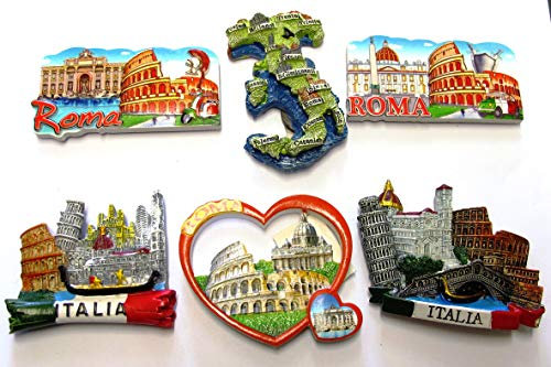 COMPOSIZIONE 2B - 6 PEZZI DI CALAMITE MAGNETE PER FRIGORIFERO SOUVENIR RICORDI VIAGGIO DI ROMA COLLEZIONE Souvenir From Italy Rome