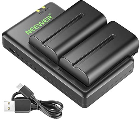 NEEWER NP F550 Battery Charger Set, Compatible with Sony NP F970 F750 F770 F960 F550 F530 F330 F570 CCD SC55 TR516 TR716 TR818 TR910 TR917 NEEWER LED Light/Monitor/Camera Sliver the (2 pack ung,
