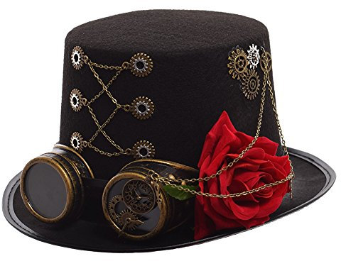GRACEART Unisex Steampunk Hut Steampunk Zylinder Hut für Männer oder Frauen (DE/NL/SE/PL, Alphanumerisch, M, Style-01)