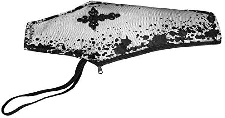 Amakando Damentasche mit Kreuz für Vampir Lady/Schwarz-Silber/Gothic Accessoire Hexe/Perfekt geeignet zu Halloween & Gruselparty