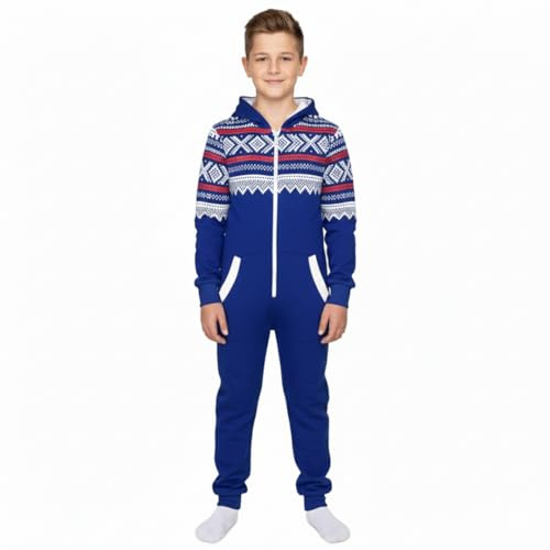 A2Z 4 Kids Girls And Boys Fleece Onesie - Aztec Onesie 001 Royal 5-6