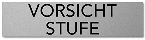 Interluxe Türschild Vorsicht Stufe 200x50x3mm, Schild aus Aluminium, Hinweisschild für Gäste, Kunden, Mitarbeiter in Unternehmen, Geschäften, Hotels