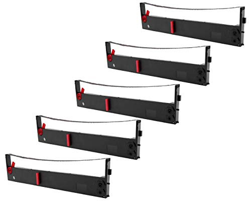 vhbw 5x Farbband Schriftband kompatibel mit Tally Genicom T2285+, T2280+, T2820, T2810, T2365, T2380 Nadeldrucker, Bondrucker - Schwarz