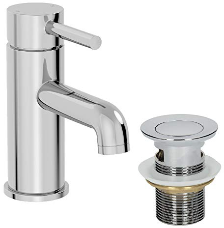 Architeckt® Boden Bathroom Basin Sink Mixer Tap with Waste Modern Mono Round Single Lever Handle Faucet for Sinks, Chrome