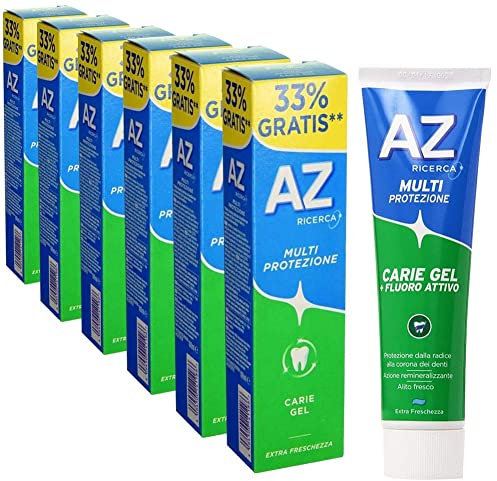 6 x Dentifricio AZ Multi Protezione Carie Gel Verde Promo Pack 6 Confezioni 100ml