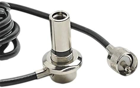 UngSung 3/8”x24T Antenna Stud Mount to PL-259 Connector with 15FT (4.5M) Coax RG58A/U Cable for CB Ham Two Way Radio Antenna