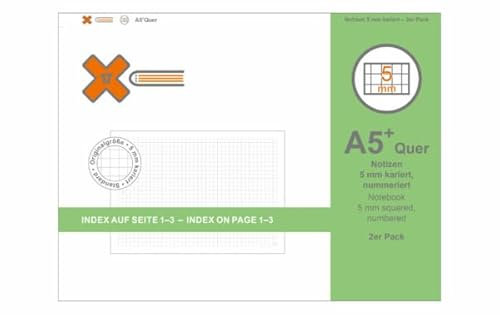 X17 A5+ Querformat Notizen/Notizheft | kariert 2er Pack, für das revolutionäre X17-Notizbuch mit auswechselbaren Heften