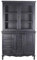 Französischer Vitrinenschrank Antik Buffet Küchenbuffet Küchenanrichte 115cm Schwarz hdm322 Palazzo Exklusiv