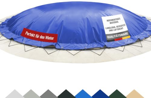 ANKO PLANEN Aufblasbare Poolplane rund AirDeluxe - 1360g/m² (2X 680 g/m²) - Poolabdeckung rund - wasserdicht & UV-beständig - Blau - Poolinnendurchmesser: 460cm