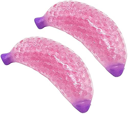 Frucht Stress Bälle, Banana Anti Stress Spielzeug, Anti Stressball zum Quetschen und Kneten, Gefüllter Schleimball, Fidget Toy Antistressball für Autismus, Anti-Angst für ADD ADHS, 2PCS Type B