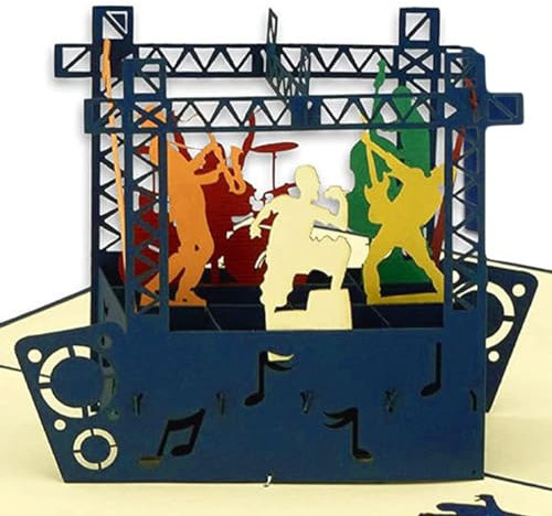 LINPOPUP® POP UP Karte - 3D Gutschein-Karte - Geschenkgutschein für Konzert, Festival Musik-Event - Geburtstags-Karte - Klapp-Karte, N339