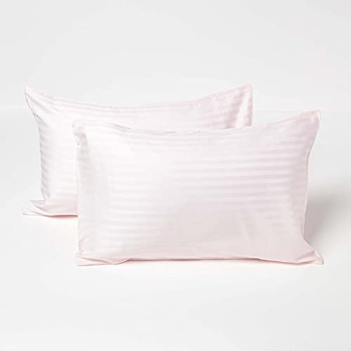 HOMESCAPES 2er-Set Kinder-Kissenbezüge 40x60 cm rosa, Damast Kissenhüllen 100% ägyptische Baumwolle, Fadendichte 330