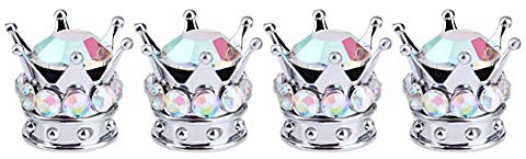 JUNERAIN 4 Stück Universal Auto Styling Bling Strass Gold Krone Rad Reifen Ventilkappen Kupferkern Auto LKW Reifen Stem Air Dust Cover