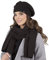 VIVISENCE Damen Baskenmütze Eleganter Wintermütze Und Schal Set Warm Kopfbedeckung Und Halsbedeckung An Winter Und Herbst Warm Dick, Winterset Für Frauen, Hergestellt In EU, Schwarz