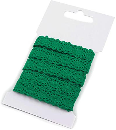 3m Klöppelspitze 12mm breit Farbwahl Spitze Spitzenband Spitzenborte Häkelspitze, Farbe:grün