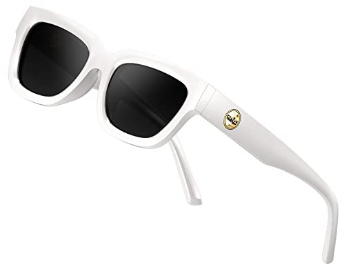 ATTCL Sonnenbrille Damen Polarisierte Vintage TR90 Rahmen Kleiner Rechteckig Sonnenbrillen 5533 C3 White+grey
