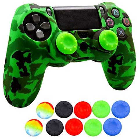 Funda de silicona para controlador Ps4, 1 funda antideslizante con 10 empuñaduras de joystick para Playsation 4/Slim/Pro Dualshock 4 controlador inalámbrico Gamepad (controlador PS4 # 9)