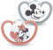 NUK Space Schnuller | 18-36 Monate | Schnuller mit extra großen Lüftungsöffnungen | BPA-freies Silikon | Disney Mickey und Minnie Maus, grau/rosa | 2 Einheiten