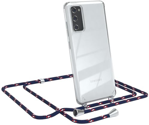 EAZY CASE Handykette kompatibel mit Samsung Galaxy S20 FE / S20 FE 5G Handyhülle mit Umhängeband, Handykordel mit Schutzhülle, Silikonhülle, Hülle mit Band, Stylische Kette mit Hülle, Navy Camouflage