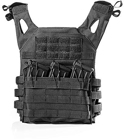 Jieaissna Outdoor Sicherheitsweste Airsoft Weste Jagd Verstellbare Weste Schwarz, Schwarz, Medium