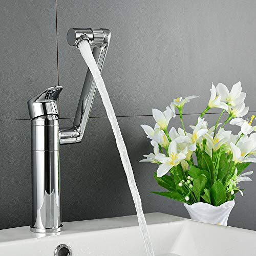 DiLiBee 360° Drehbar Hoch Waschtischarmatur, Modern Waschbecken Badarmatur, Mischbatterie Wasserhahn Einhebel Chrome für Bad Küche