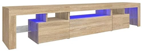 vidaXL Mueble de TV con Luces LED Aparador Armario Auxiliar Soporte Consola Televisión Sala Almacenamiento Mueble Salón Casa Hogar Roble Sonoma