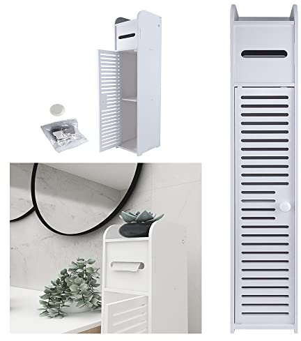 White Waterproof Bathroom Cabinets 2-Tier Side Storage Organizer Cabinet Cupboard for Bedroom Kitchen Hallway, with Easy to Install, 81cm Freestanding Bathroom Storage Unit with Compartment