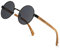 WOODONLY Holz Runde Polarisierte Sonnenbrille - Mode Metallrahmen Sonnenbrille für Herren und Damen Perfekte Geschenke (Schwarz)