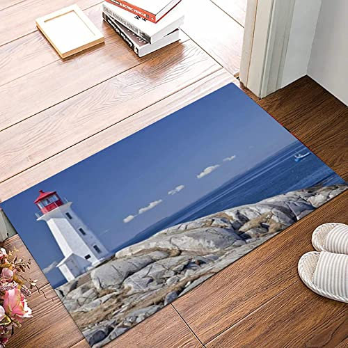 ANNKOOT Weich Badezimmerteppich 50x80 cm,Leuchttürme Steine Himmel,rutschfest waschbar Badematte, Badteppich Mikrofaser Saugfähig Badvorleger Duschvorleger