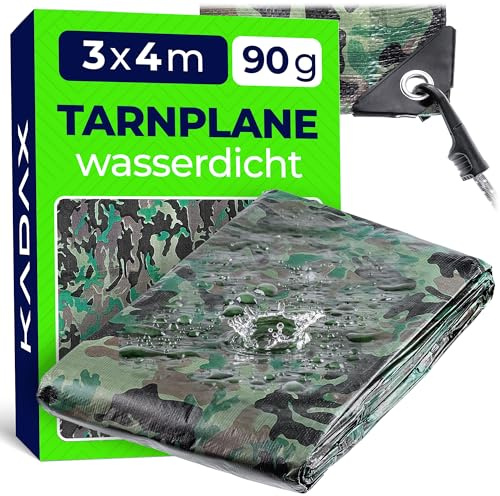 KADAX Abdeckplane Moro, Gewebeplane in verschiedenen Größen, Schutzplane aus robusten Material, strapazierfähige Abdeckung mit Ösen, Plane für Pool (3m x 4m)