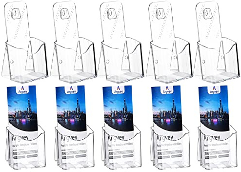 Clear 4x9 Trifold Brochure Holder, Acrylic Rack Card Holder Stand, 10 Pack