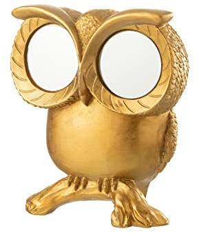 Spardose 'Eulen-Glanz': Dekorative Eule mit Spiegel-Augen in edlem Gold-Poly – Stilvolles Sparen in Eleganz