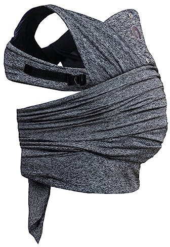 Boppy Comfyfit Evolution Babytrage, einfach zu tragen und verstellbar, ergonomische Babytrage für Mamas Vorderseite mit Kopf- und Nackenstütze, breite geknotete Gurte, verstellbare Armlöcher