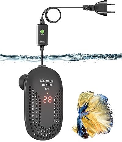 DoRight 50W Calentador de Acuario Calentador Digital de Tanque de Peces de 50L con Termómetro Pantalla de LED, Protección contra Sobretemperatura, Controlador de Externo, Termostato para Betta
