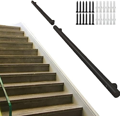 Runder Handlauf, an der Wand montierter Geländerhandlauf, moderne schwarze Handläufe für den Innen- und Außenbereich, 1 m, 1,5 m, 2,5 m, 3 m, 3,5 m Treppengeländer – Edelstahl ( Size : 350cm )