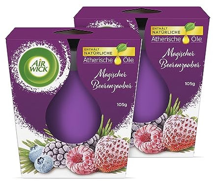 Air Wick Wohlfühl-Duftkerze DUO im Glas – Duft: Magischer Beerenzauber – Enthält natürliche ätherische Öle – 2 x Duftkerzenset