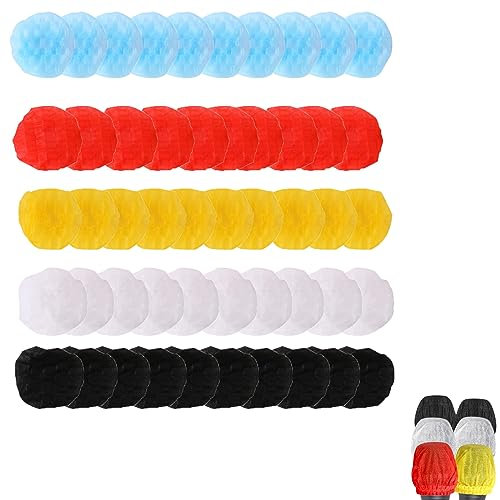 RTRTGS 50 pièces couvertures de micro hygiéniques jetables non tissées antibactériennes pour la plupart des microphones portables, pour karaoké, concerts,(5 couleurs,10 de chaque couleur)