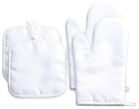 KJKVIVH Sublimation Blank Oven Mitts Set Gloves and Sublimation Blank Pot Pad for DIY Dining Room Accessories 4Pcs
