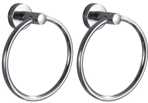 2 Stück Edelstahl hängende Ringe, Badetuch hängende Ringe, Metall Handtuchhalter, Badezimmer Wand hängend, Runde Lagerung hängende Ringe für Bad, Küche.