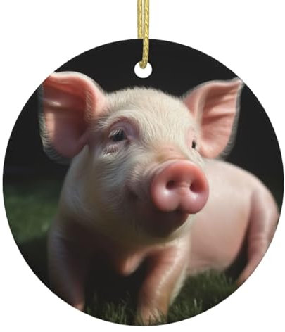 Personalisierte Weihnachtsschmuck 2024 Keramik Ornamente Nette Schwein Gedruckt Runde Form Büro Weihnachtsdekorationen für Baum