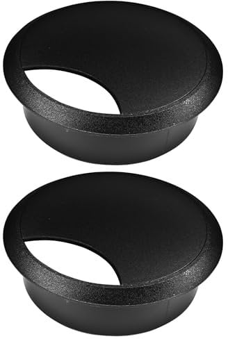 cyclingcolors 2X pasacables 70mm plástico Tapa Redondo Escritorio Mesa Mueble (Negro)