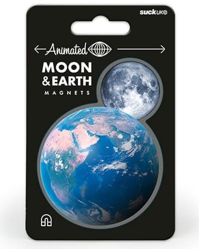 Suck UK Animated Moon & Earth Fridge Magnets | Fridge Magnets For Kids & Fun Magnets For Whiteboard | Magnet Planets For Kids Solar System | Space Gifts, Science Gifts & Space Decorations
