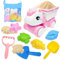 VBACALA Sandspielzeug,11 PCS Sandkasten Spielzeug mit 4 in 1 abnehmbarem Einhorn Strandbuggy,Netzbeutel,Sandschaufel und Meerestiere Sandförmchen Sandspielzeug Set,Sand Strandspielzeug ab 3 Jahre